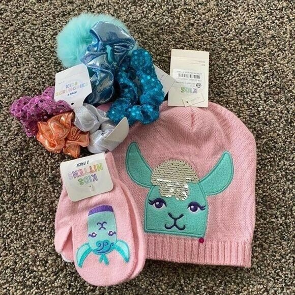Unbranded Other - Llama Hat, Gloves, and scrunchies - Toddler
